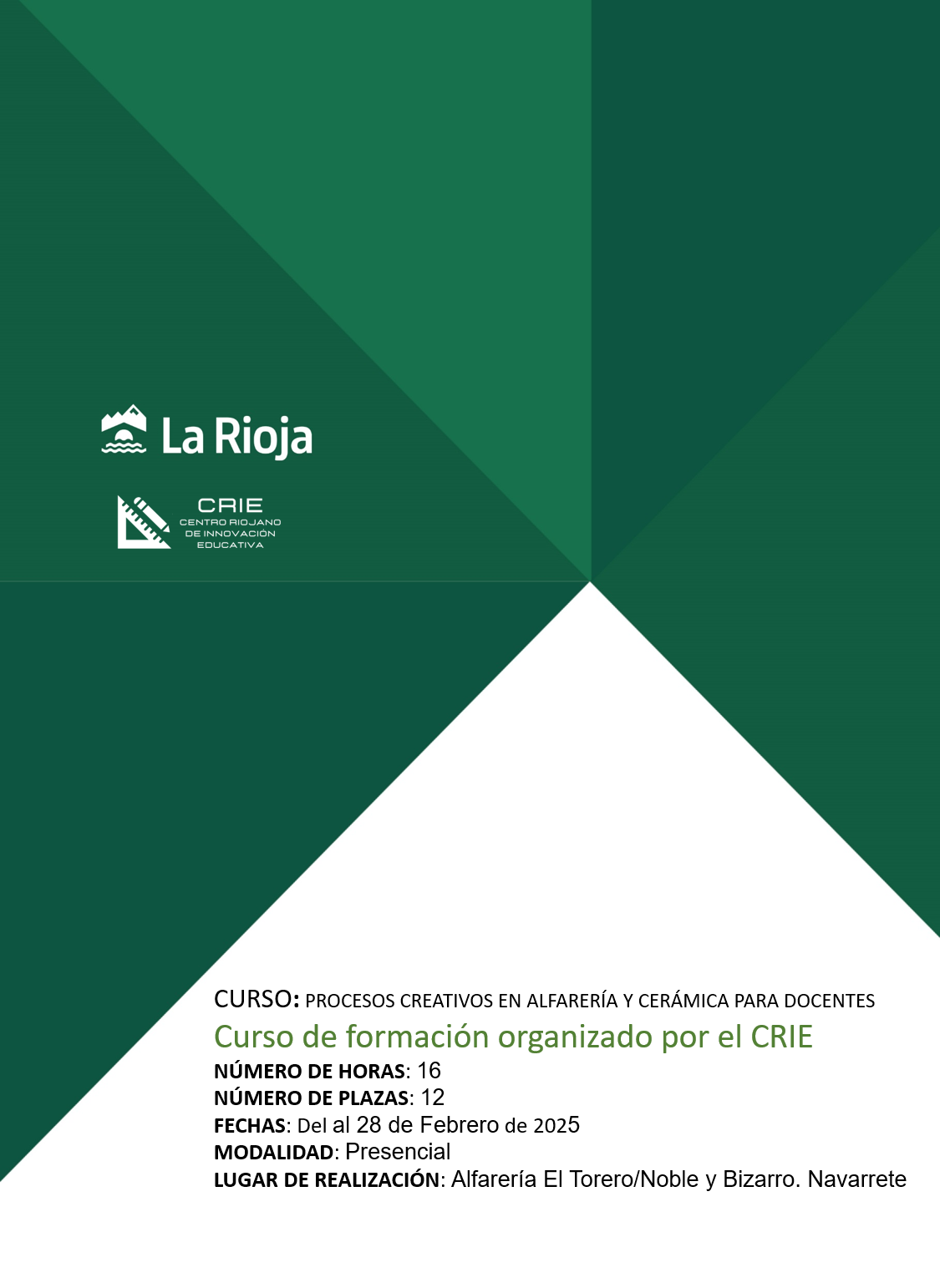 PROCESOS CREATIVOS EN ALFARERÍA Y CERÁMICA PARA DOCENTES