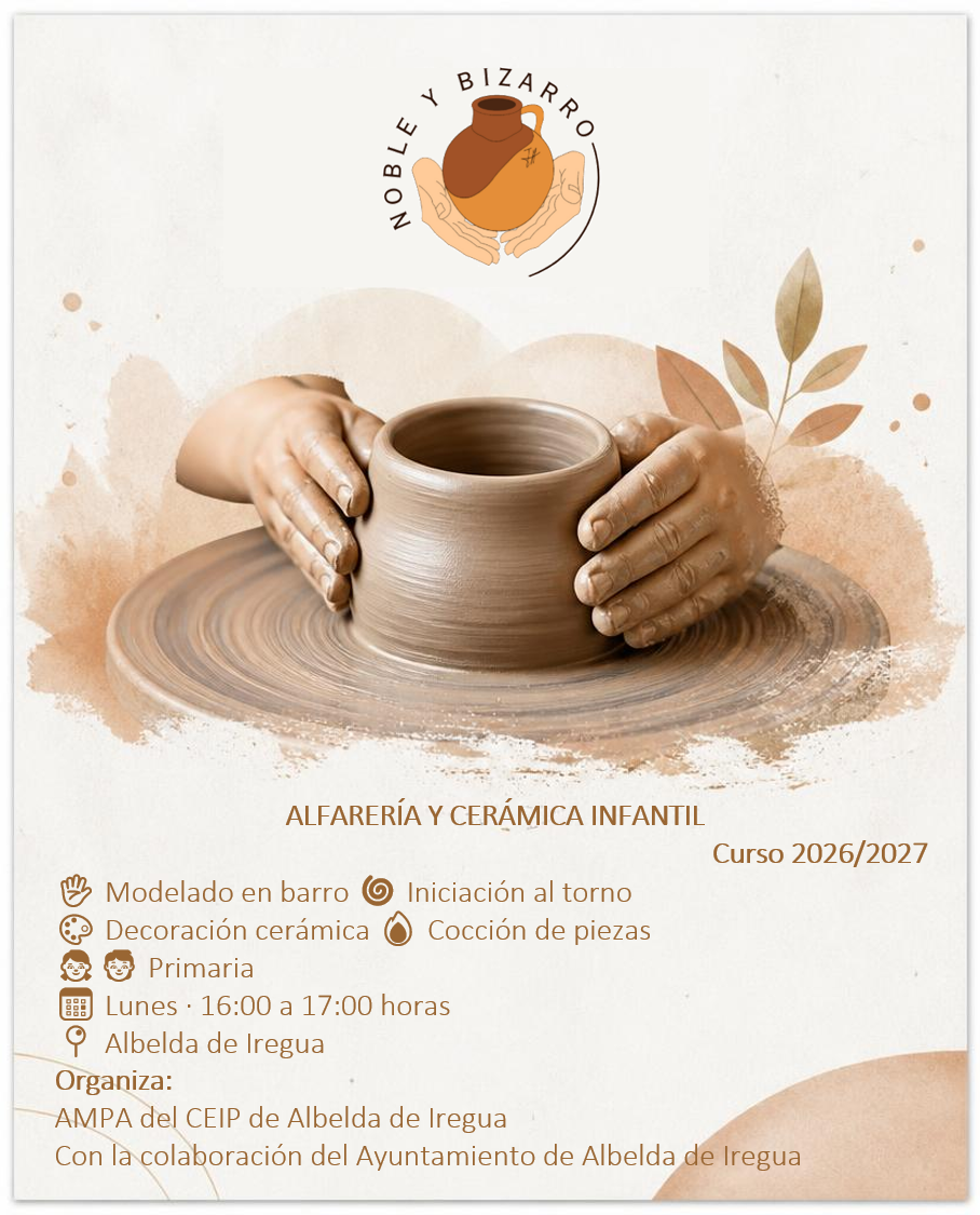 Curso 26-27 Extraescolar Albelda .- Alfarería y Cerámica Infantil.- Organiza AMPA y Ayto. de Albelda
