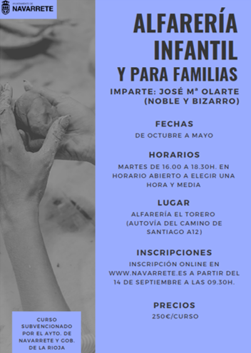 +Navarrete +Cultura 26/27.- ALFARERÍA INFANTIL Y PARA FAMILIAS.- Ayto. Navarrete